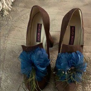 NWOT Mojo Moxy Vintage Faux Suede Chunky 4 1/2”